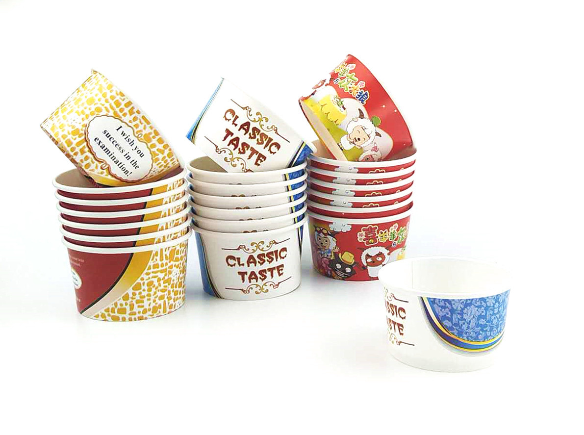 Disposable Ice Cream Cup Ice Cream Paper Bowl with Lid Ice Cream Ball Bowl 98 Cups 85 Cups 75 Cups Factory Direct Sales