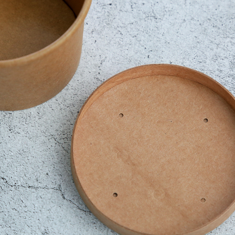 Thickened Disposable Porridge Bucket Kraft Paper Soup Bucket Soup Cups Customized Paper Bowl with Lid Take out Take Away Soup Bowl Porridge Cup