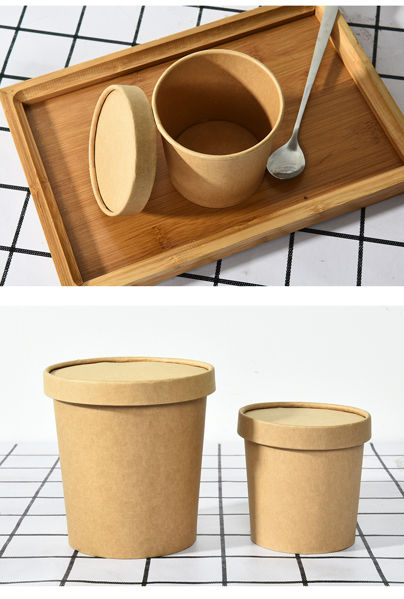 Disposable Lunch Box Takeaway Packing Box round Cowhide Paper Soup Cup Paper Soup Bowl with Lid Hot and Sour Rice Noodles Customized Wholesale Disposable Lunch Box Takeaway Packing Box round Cowhide Paper Soup Cup Paper Soup Bowl with Lid Hot and Sour Rice Noodles Customized Wholesale