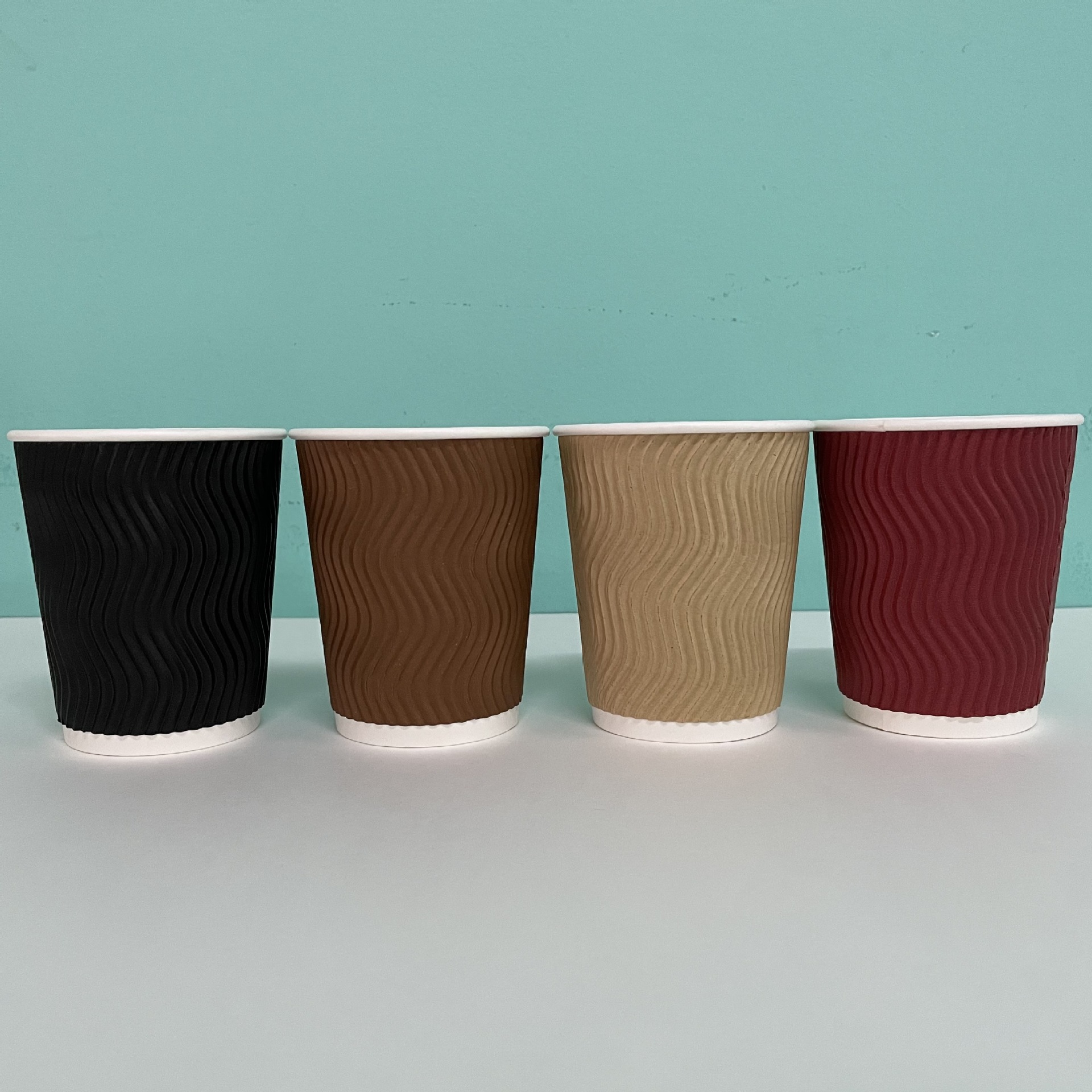 Currency Disposable Coffee Cup with Lid Corrugated Kraft Paper Cup Milk Tea Hot Drinks Cup Takeaway Cup 2Layer Paper Cup