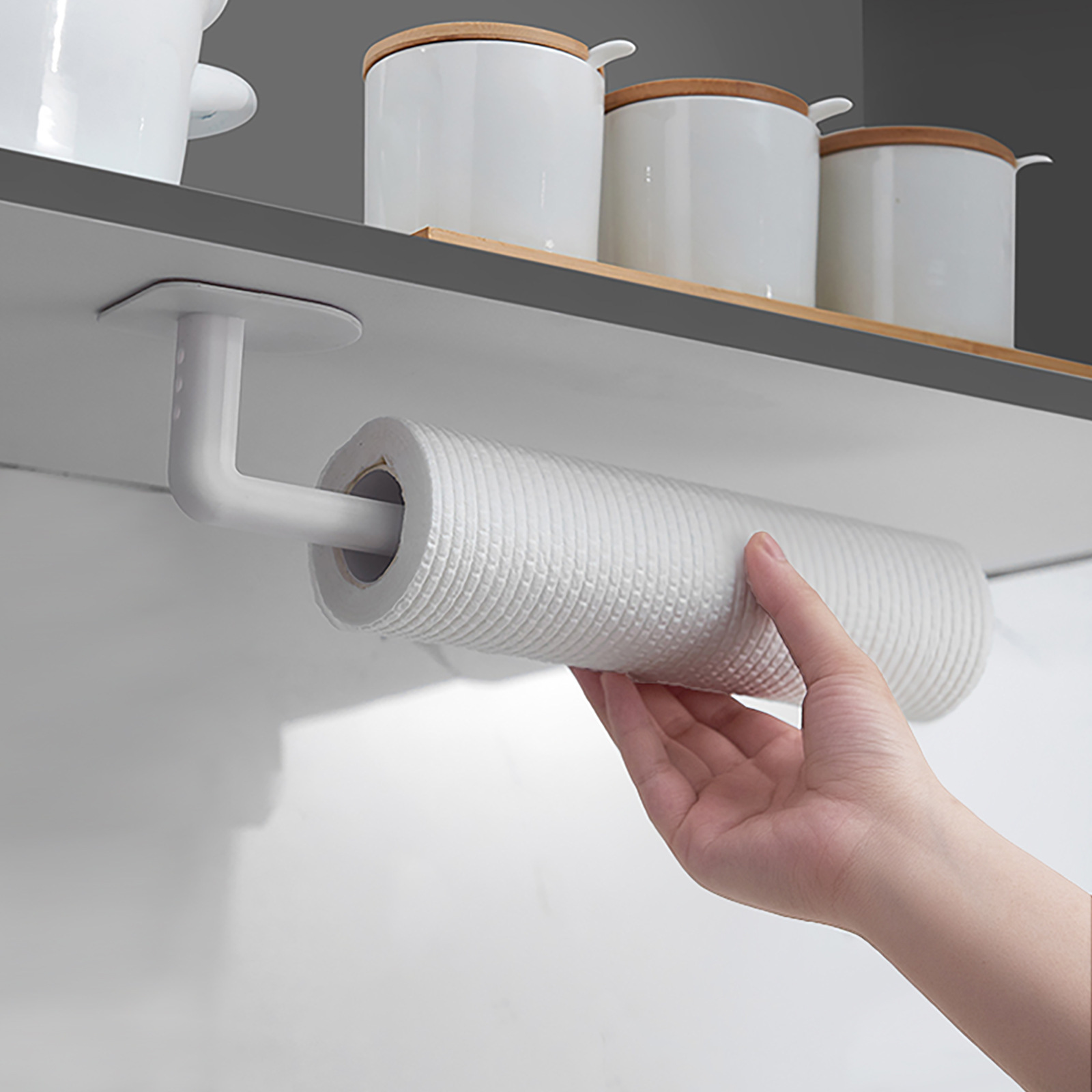 Multifunctional Rack Household Roll Paper for Kitchen Uses Cup Lid Wall-Mounted Storage Rack Punch Free Storage Rack Wall Hook