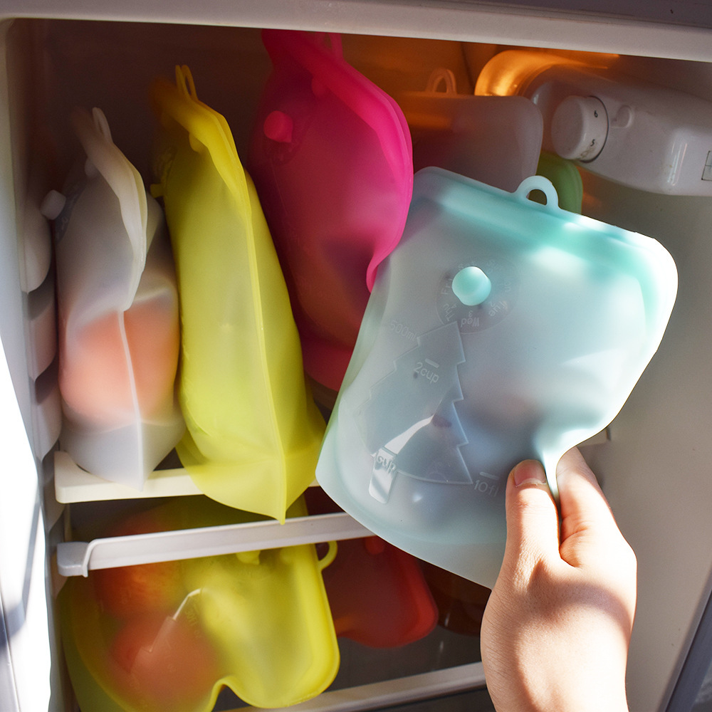 Without Pull Rod Silicone Freshness Protection Package with Date Pointer Food Packing Ziplock Bag Buggy Bag Food Grade