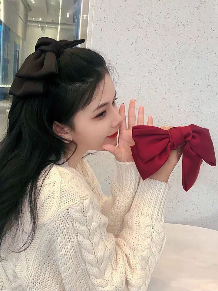 Yu Shuxin Same Style Red Bow Headdress Lolita Japanese Barrettes Girl Satin Ribbon Headband Yu Shuxin Same Style Red Bow Headdress Lolita Japanese Barrettes Girl Satin Ribbon Headband