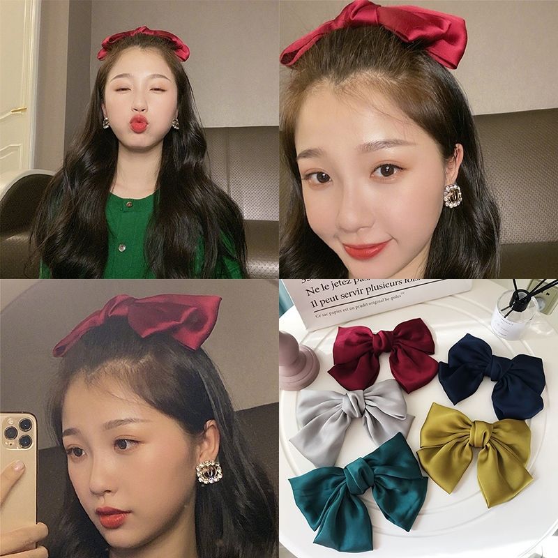 Yu Shuxin Same Style Red Bow Headdress Lolita Japanese Barrettes Girl Satin Ribbon Headband Yu Shuxin Same Style Red Bow Headdress Lolita Japanese Barrettes Girl Satin Ribbon Headband