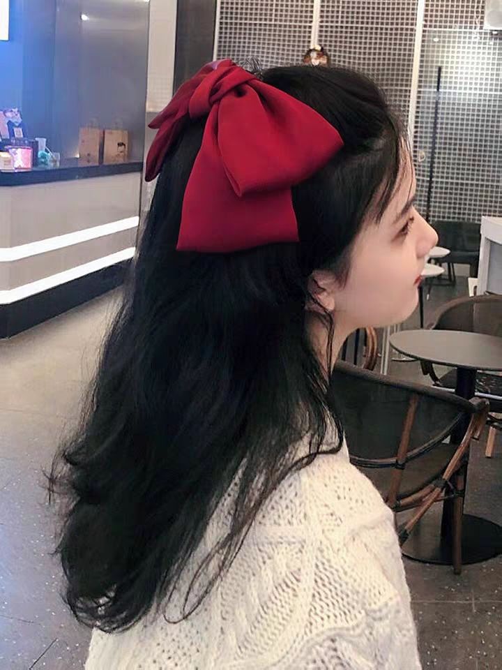 Yu Shuxin Same Style Red Bow Headdress Lolita Japanese Barrettes Girl Satin Ribbon Headband Yu Shuxin Same Style Red Bow Headdress Lolita Japanese Barrettes Girl Satin Ribbon Headband