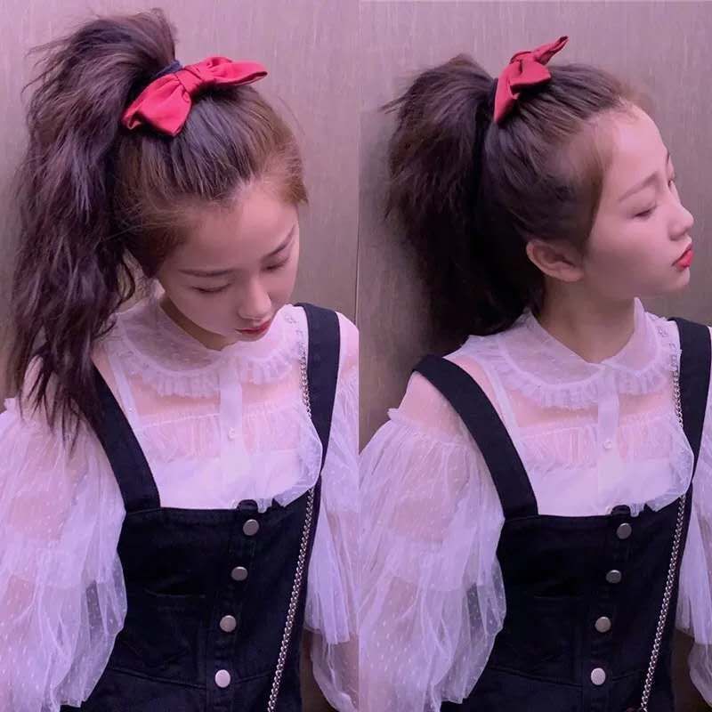 Yu Shuxin Same Style Red Bow Headdress Lolita Japanese Barrettes Girl Satin Ribbon Headband Yu Shuxin Same Style Red Bow Headdress Lolita Japanese Barrettes Girl Satin Ribbon Headband