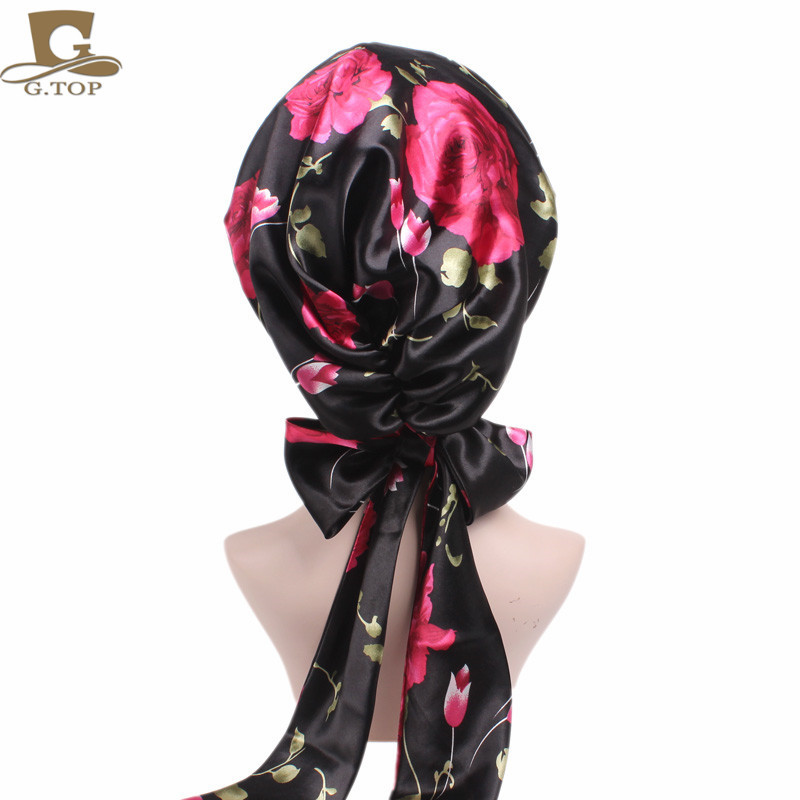 Women's Satin Print Ribbon Bowknot Tam-O'-Shanter Nightcap Silk Pile Cap Long Tail Woven Hat Women's Satin Print Ribbon Bowknot Tam-O'-Shanter Nightcap Silk Pile Cap Long Tail Woven Hat
