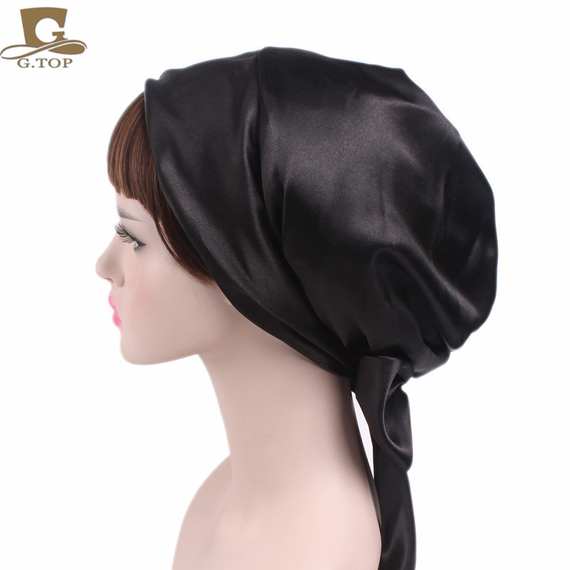 Women's Satin Print Ribbon Bowknot Tam-O'-Shanter Nightcap Silk Pile Cap Long Tail Woven Hat Women's Satin Print Ribbon Bowknot Tam-O'-Shanter Nightcap Silk Pile Cap Long Tail Woven Hat