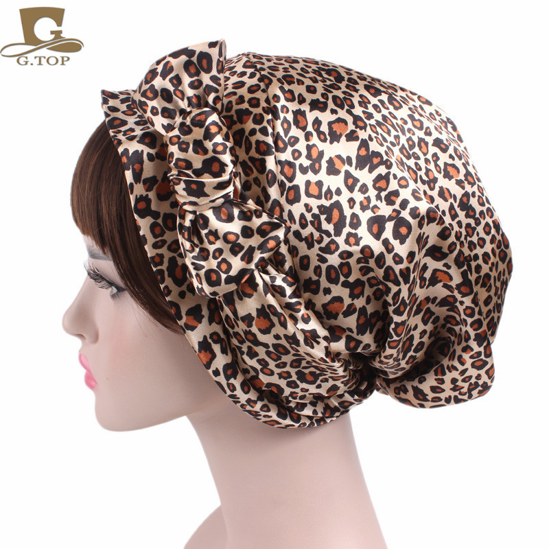 Women's Satin Print Ribbon Bowknot Tam-O'-Shanter Nightcap Silk Pile Cap Long Tail Woven Hat Women's Satin Print Ribbon Bowknot Tam-O'-Shanter Nightcap Silk Pile Cap Long Tail Woven Hat