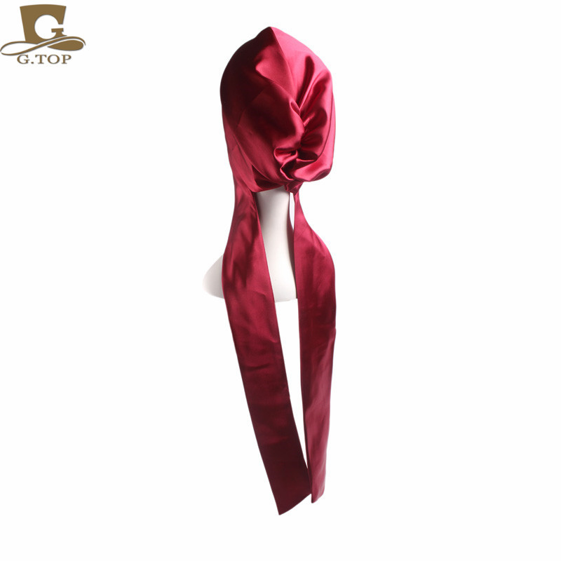 Women's Satin Print Ribbon Bowknot Tam-O'-Shanter Nightcap Silk Pile Cap Long Tail Woven Hat Women's Satin Print Ribbon Bowknot Tam-O'-Shanter Nightcap Silk Pile Cap Long Tail Woven Hat