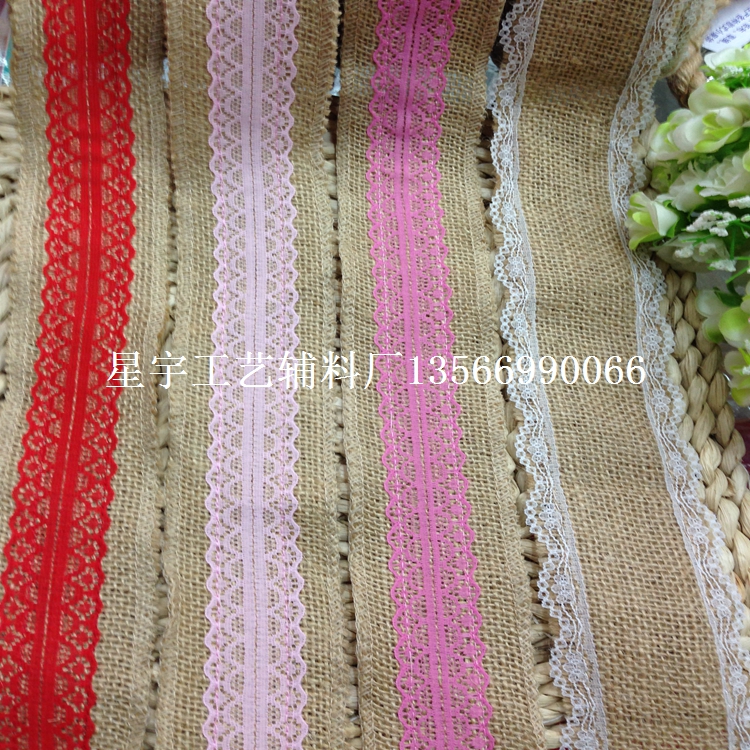 Volume manufacturers selling DIY handmade Christmas craft linen, lace linen roll, decorative linen belt