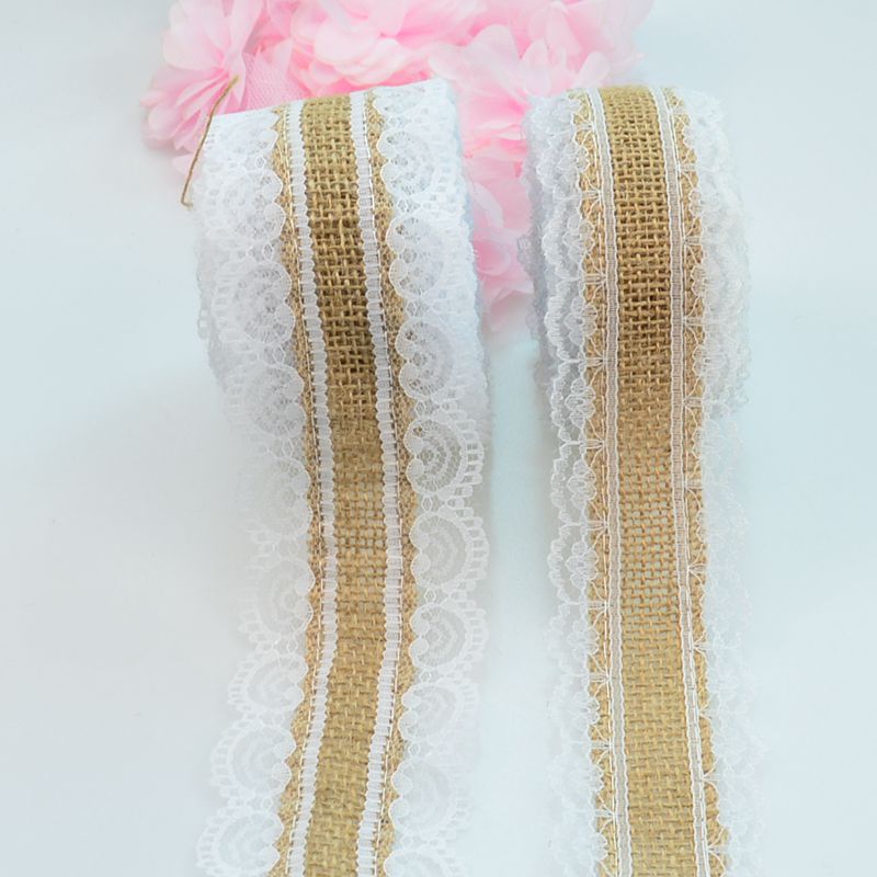 Lace Linen Volume Factory Direct Sales DIY Handmade Christmas Wedding Craft Lace Roll Two Sides Lace Ribbon Burlap Roll