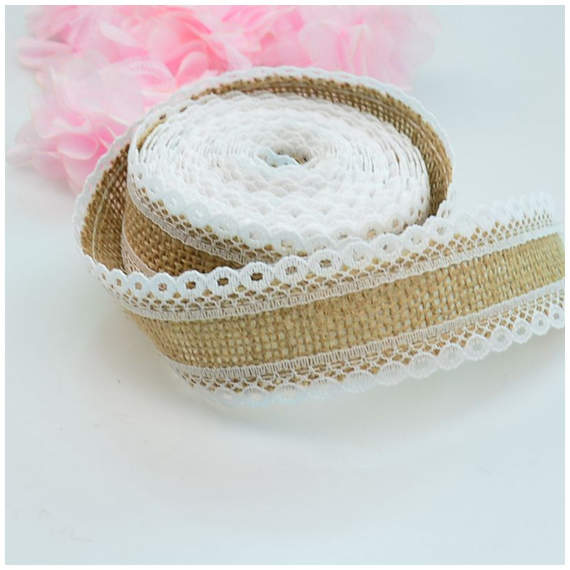 Lace Linen Volume Factory Direct Sales DIY Handmade Christmas Wedding Craft Lace Roll Two Sides Lace Ribbon Burlap Roll