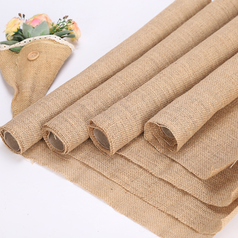 Pure Color Linen Rolls DIY Handmade Christmas Wedding Craft Linen Strip Natural Jute Roll Table Lace Linen Volume