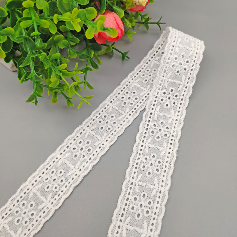Factory Wholesale Perforated Embroidered Lace M White Pure Cotton Embroidered Lace Hem Skirt Lace Linen Volume Factory Wholesale Perforated Embroidered Lace M White Pure Cotton Embroidered Lace Hem Skirt Lace Linen Volume