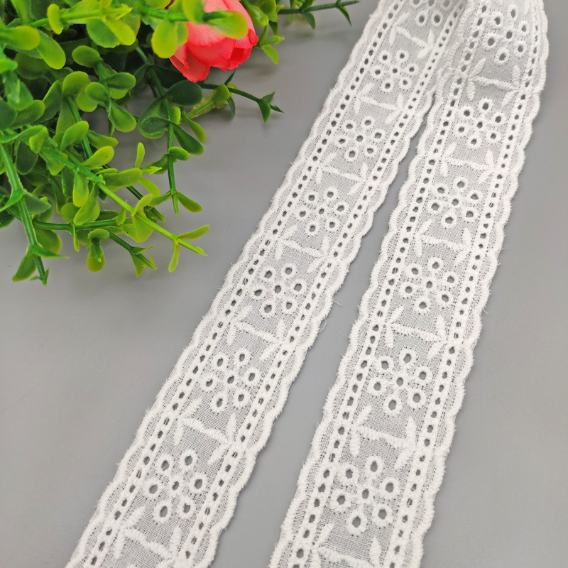 Factory Wholesale Perforated Embroidered Lace M White Pure Cotton Embroidered Lace Hem Skirt Lace Linen Volume Factory Wholesale Perforated Embroidered Lace M White Pure Cotton Embroidered Lace Hem Skirt Lace Linen Volume