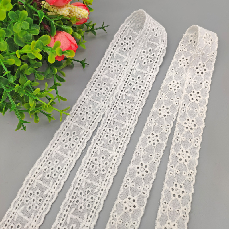 Factory Wholesale Perforated Embroidered Lace M White Pure Cotton Embroidered Lace Hem Skirt Lace Linen Volume Factory Wholesale Perforated Embroidered Lace M White Pure Cotton Embroidered Lace Hem Skirt Lace Linen Volume