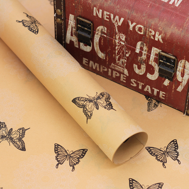 Butterfly design two-color flower packaging materials gift wrapping paper bouquet distribution paper flower shop supplies Butterfly design two-color flower packaging materials gift wrapping paper bouquet distribution paper flower shop supplies