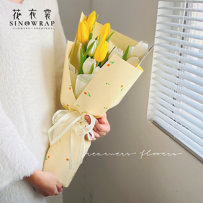 Flower Dress Flowers Lined Bouquet Wrapping Paper Fresh Valentine&#039;s Day Tulip Bundle Packaging Waterproof Tissue Paper Flower Shop
