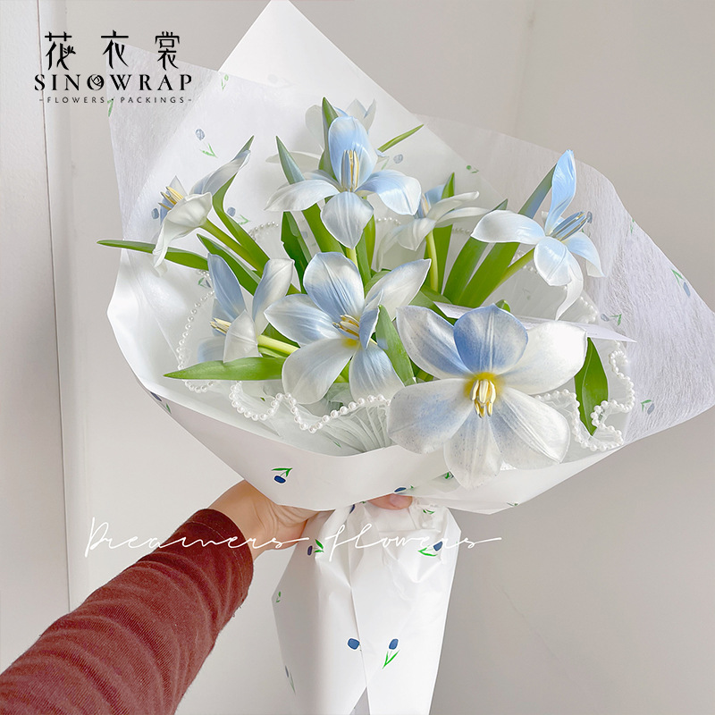 Flower Dress Flowers Lined Bouquet Wrapping Paper Fresh Valentine&#039;s Day Tulip Bundle Packaging Waterproof Tissue Paper Flower Shop