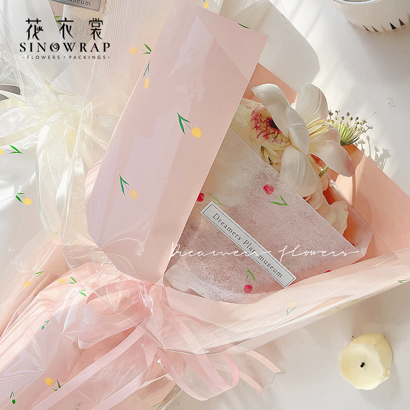 Flower Dress Flowers Lined Bouquet Wrapping Paper Fresh Valentine&#039;s Day Tulip Bundle Packaging Waterproof Tissue Paper Flower Shop