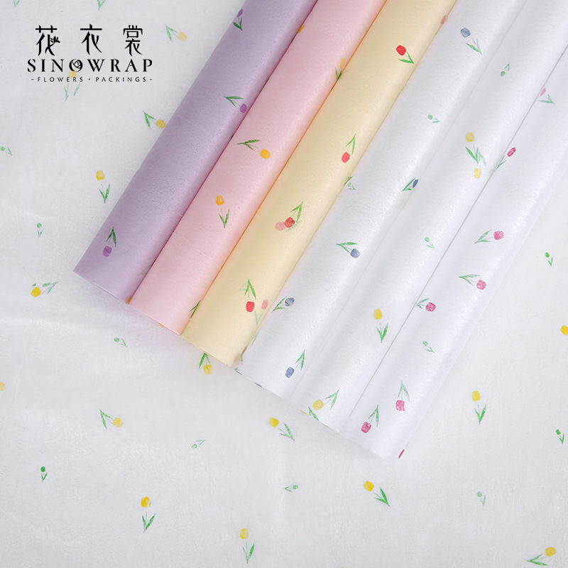 Flower Dress Flowers Lined Bouquet Wrapping Paper Fresh Valentine&#039;s Day Tulip Bundle Packaging Waterproof Tissue Paper Flower Shop