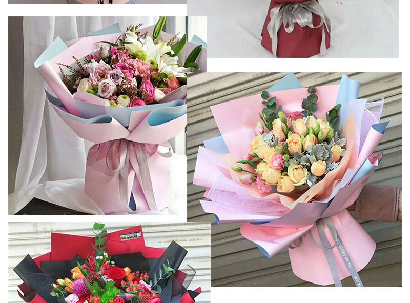 Korean New Double-Sided Two-Color Ouya Paper Flower Bouquet Wrapping Paper Floral Packaging Papers Plastic Waterproof Paper Wholesale