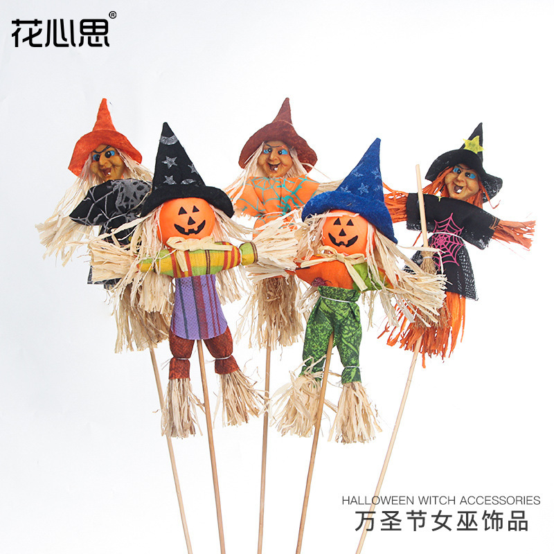 Halloween Scarecrow Floral Flowers Wrapping Paper Material Witch Ghost Face Pumpkin Decorative Bouquet DIY Material