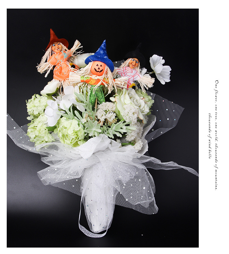 Halloween Scarecrow Floral Flowers Wrapping Paper Material Witch Ghost Face Pumpkin Decorative Bouquet DIY Material
