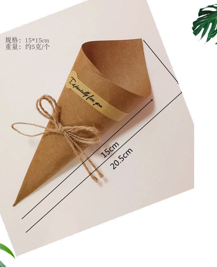 Wrapping Paper Cylinder Creative Card Black Primary Color Greeting Card DIY Vintage Dried Flower Gift IceCream Cone