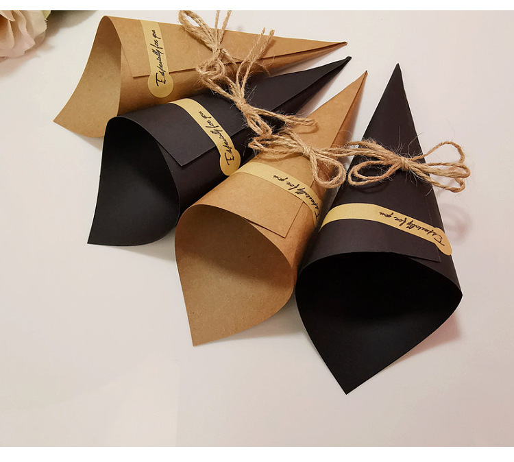 Wrapping Paper Cylinder Creative Card Black Primary Color Greeting Card DIY Vintage Dried Flower Gift IceCream Cone