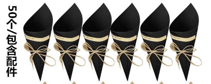 Wrapping Paper Cylinder Creative Card Black Primary Color Greeting Card DIY Vintage Dried Flower Gift IceCream Cone