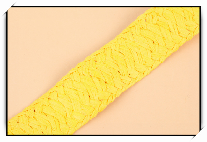 Manufacturer direct shot bright yellow flat weave paper rope ribbon lace decorative belt Manufacturer direct shot bright yellow flat weave paper rope ribbon lace decorative belt