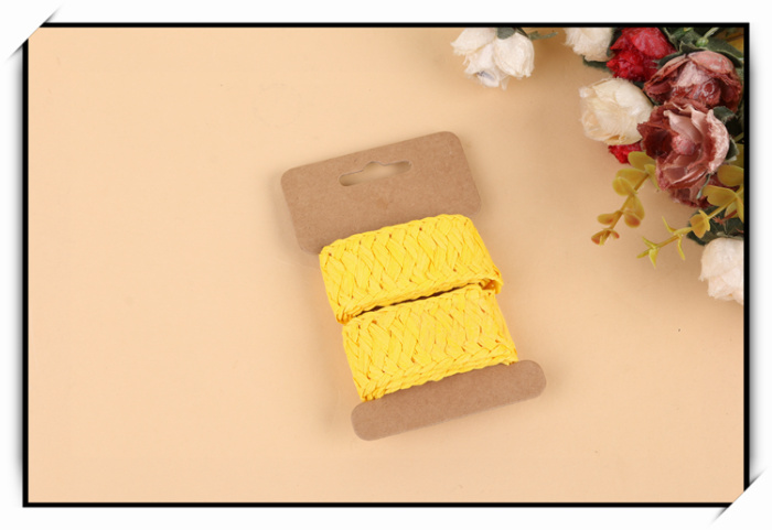 Manufacturer direct shot bright yellow flat weave paper rope ribbon lace decorative belt Manufacturer direct shot bright yellow flat weave paper rope ribbon lace decorative belt
