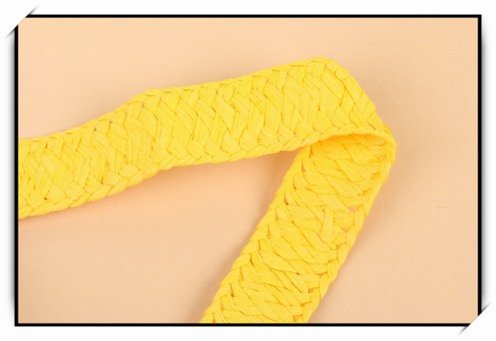 Manufacturer direct shot bright yellow flat weave paper rope ribbon lace decorative belt Manufacturer direct shot bright yellow flat weave paper rope ribbon lace decorative belt