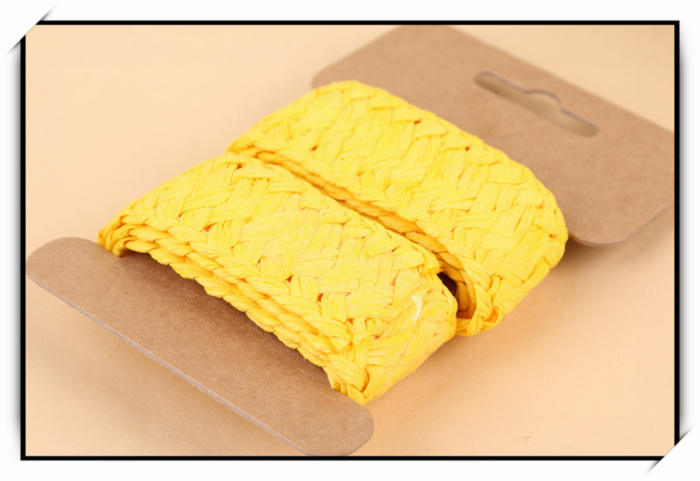 Manufacturer direct shot bright yellow flat weave paper rope ribbon lace decorative belt Manufacturer direct shot bright yellow flat weave paper rope ribbon lace decorative belt