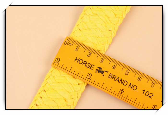 Manufacturer direct shot bright yellow flat weave paper rope ribbon lace decorative belt Manufacturer direct shot bright yellow flat weave paper rope ribbon lace decorative belt