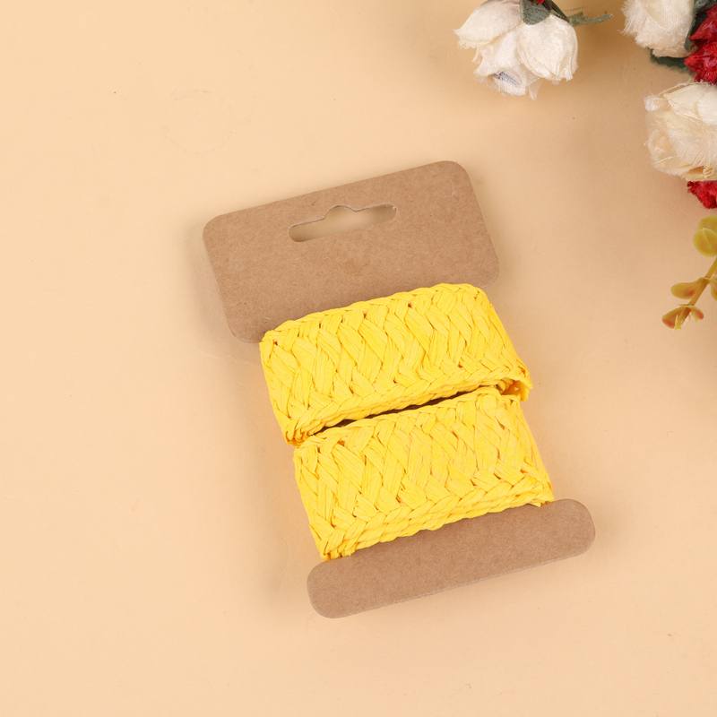 Manufacturer direct shot bright yellow flat weave paper rope ribbon lace decorative belt