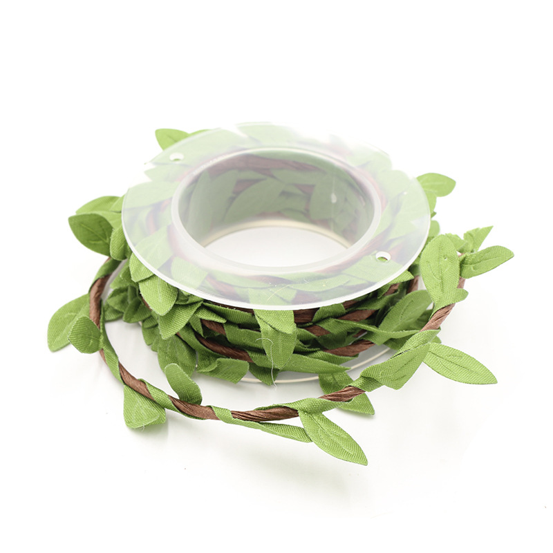 Green Leaf Coffee Color Iron Wire Paper Rope Flower Art with Iron Wire Paper Rope Handmade Paper Folding Flower Rod Shaping Rope 2M Pack