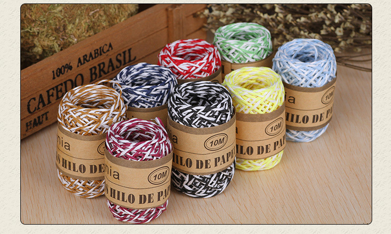Color lafite twin-strand thin paper rope kindergarten hand-woven flower packaging materials diy painting production Color lafite twin-strand thin paper rope kindergarten hand-woven flower packaging materials diy painting production
