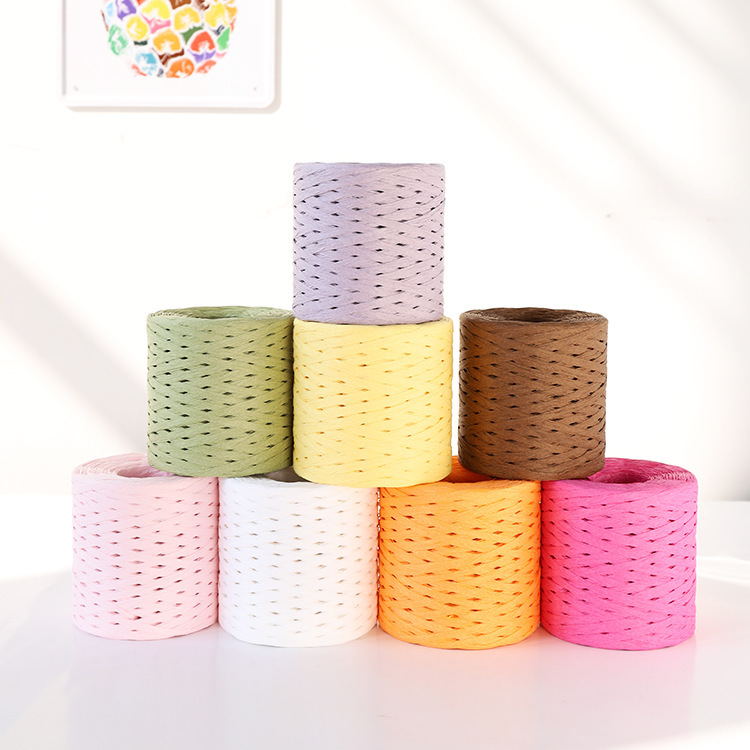 Manufacturer direct sale 250m color lafite paper rope gift box packaging decoration rope 8 colors optional