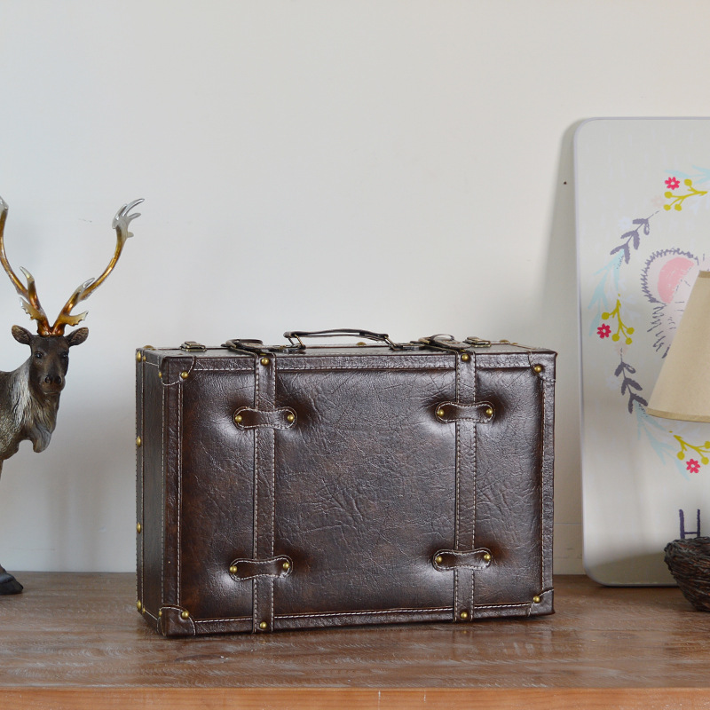 Retro Suitcase Wooden Box Window Display Photography Props Wooden Ornaments Sample Room Decoration American Style