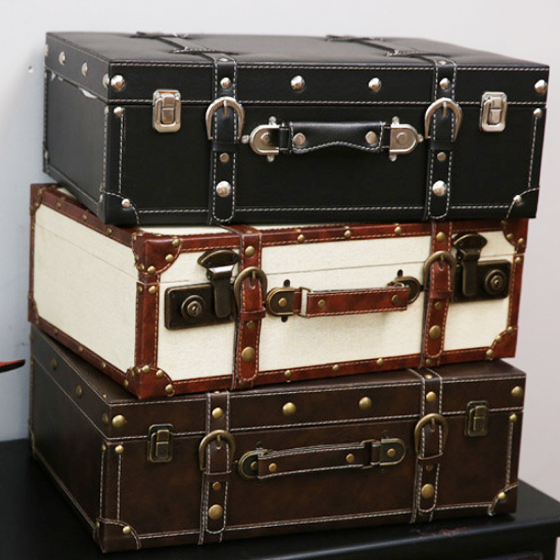 Retro Suitcase Wooden Box Window Display Photography Props Wooden Ornaments Sample Room Decoration American Style