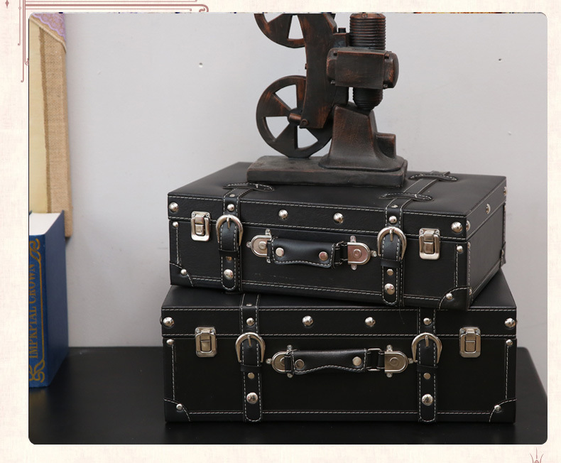 Retro Suitcase Wooden Box Window Display Photography Props Wooden Ornaments Sample Room Decoration American Style