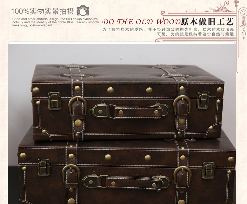 Retro Suitcase Wooden Box Window Display Photography Props Wooden Ornaments Sample Room Decoration American Style