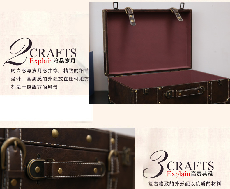 Retro Suitcase Wooden Box Window Display Photography Props Wooden Ornaments Sample Room Decoration American Style
