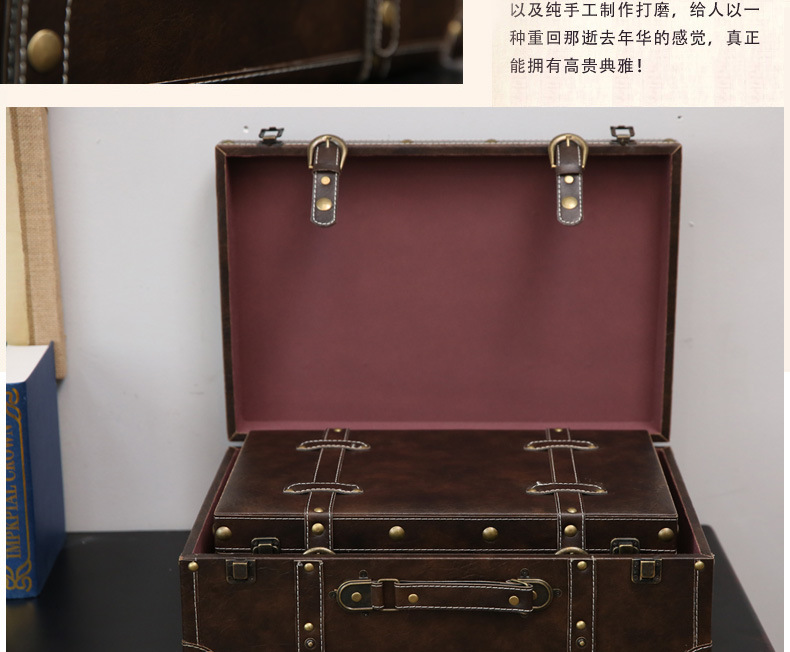 Retro Suitcase Wooden Box Window Display Photography Props Wooden Ornaments Sample Room Decoration American Style