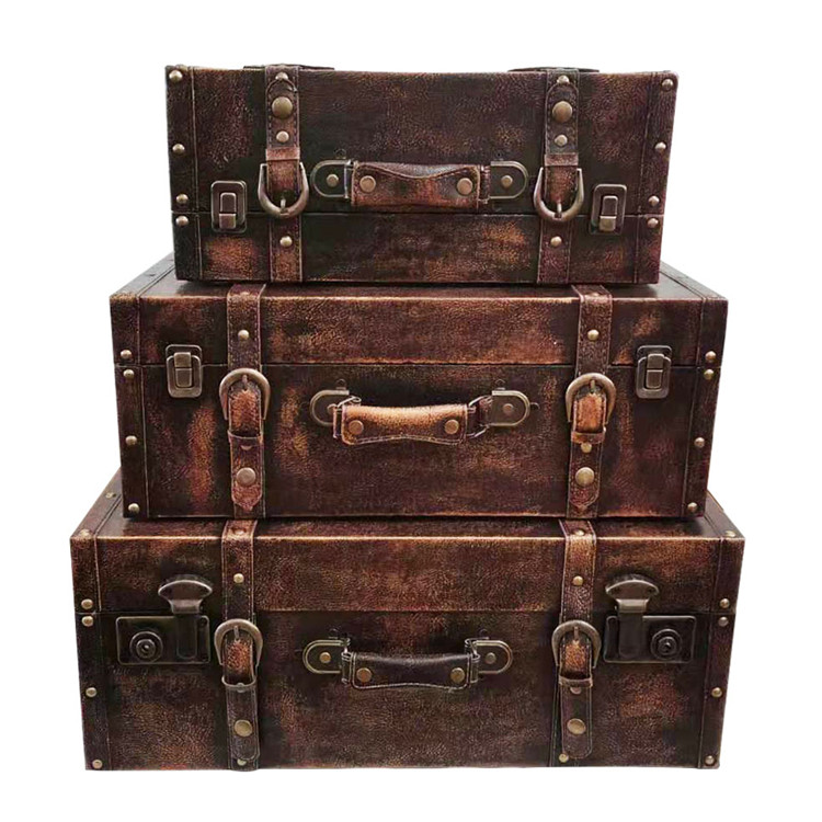 Storage Box, Super Large Anti-Cowhide Wooden Storage Box, Solid Color Wooden Box Wood Products Stage Props Box Daily Necessities