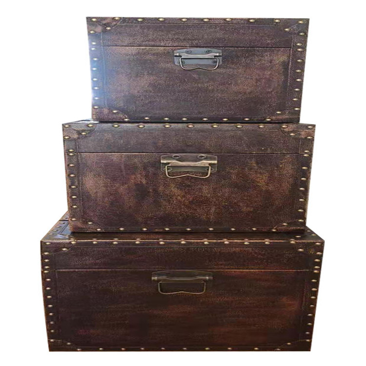 Storage Box, Super Large Anti-Cowhide Wooden Storage Box, Solid Color Wooden Box Wood Products Stage Props Box Daily Necessities