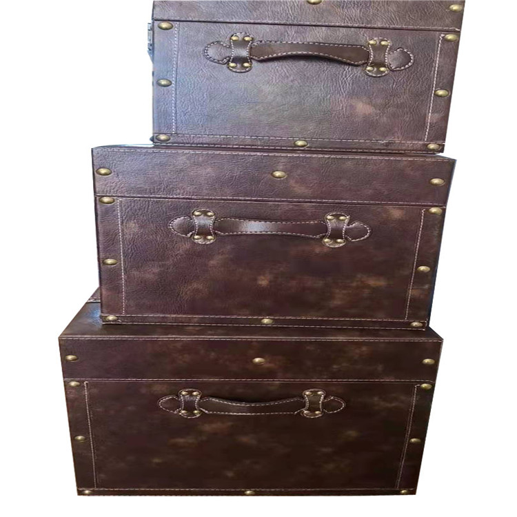 Storage Box, Super Large Anti-Cowhide Wooden Storage Box, Solid Color Wooden Box Wood Products Stage Props Box Daily Necessities